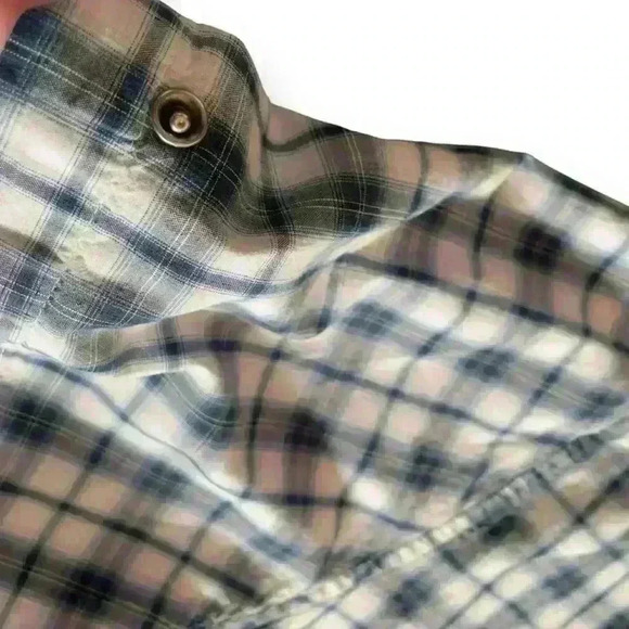 J. Ferrar Mens Western Pearl Snap Shirt Short Sleeve 4XL 20-20.5 Blue Plaid - Picture 3 of 10